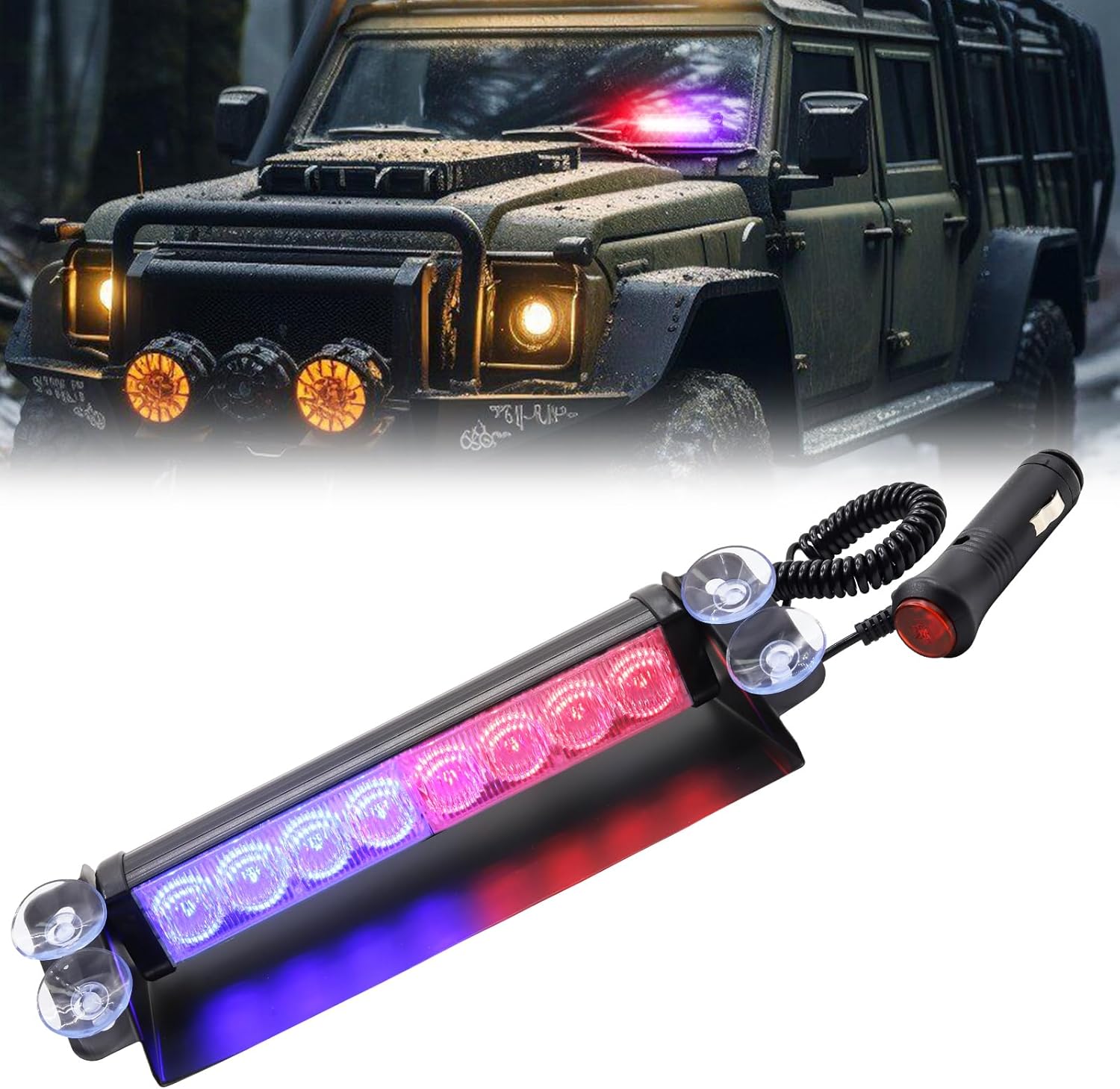 Ygmylandbb Lumières stroboscopiques d’urgence LED pour pare-brise de voiture, camion, bateau, camion de pompier, véhicules bénévoles 1 pièce