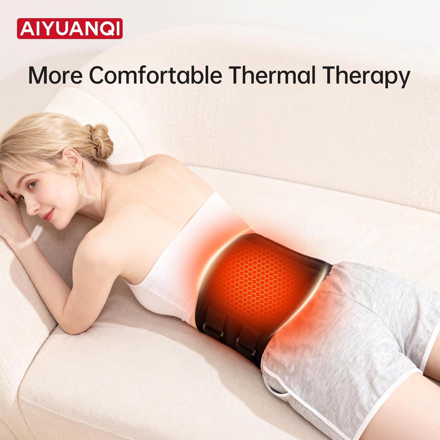 Cordless Heating Pad for Back Pain Relief, Portable Graphene-Infused Heating Pad with 5000mAh Power Bank for Pain Relief/Muscle Relax/Period Cramps, Spring Outdoor Essential