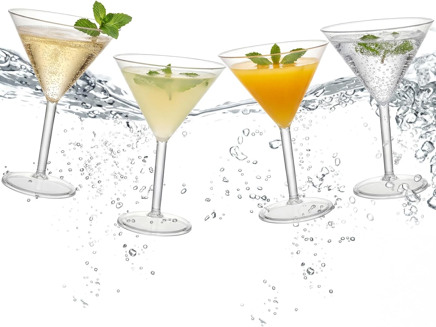 Remerry 4 Set Floating Wine Glasses for Pool Floating - Martini Cocktail Wine Glasses Shatterproof Poolside Float Cup - Bpa-free Tub Summer Party Favor Pool Decorations Outdoor Clear Glass