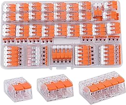 HTCELLE Lever Wire Connectors,75 Pcs Wire Connector Assortment Pack Compact Splicing Connector Kit for Electrical Wires So...