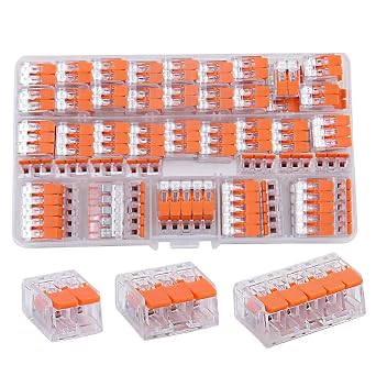 Lever Wire Connectors, 75 Pcs Wire Connector Assortment Pack Compact Splicing Connector Kit for Electrical Wires Solid Stranded Flexible Wires, 2 Port, 3 Port, 5 Port
