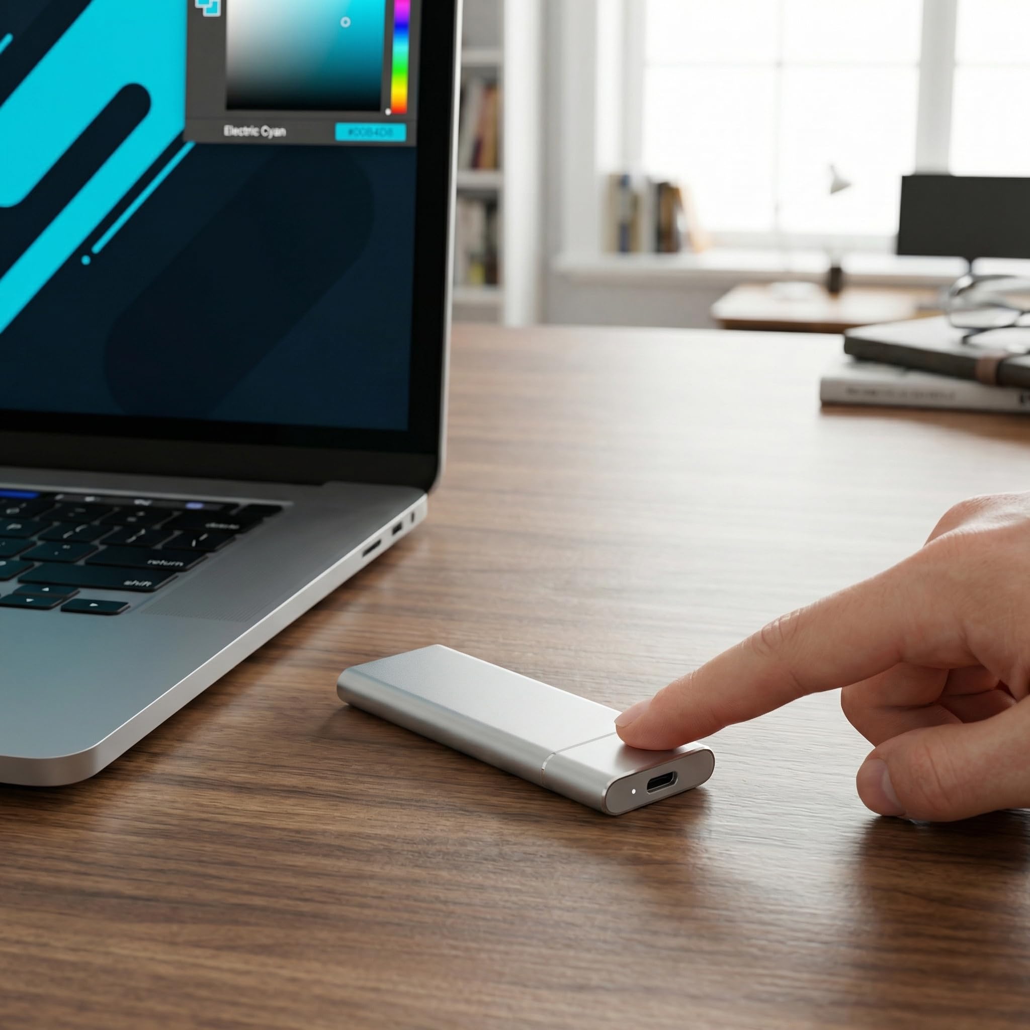 Photo 1 of 4TB Ultra-Thin Portable Solid-State Drive, USB3.0 to Type-C External Computer Drive, Suitable for PC, Mac, Game Console, and Storage, Silver