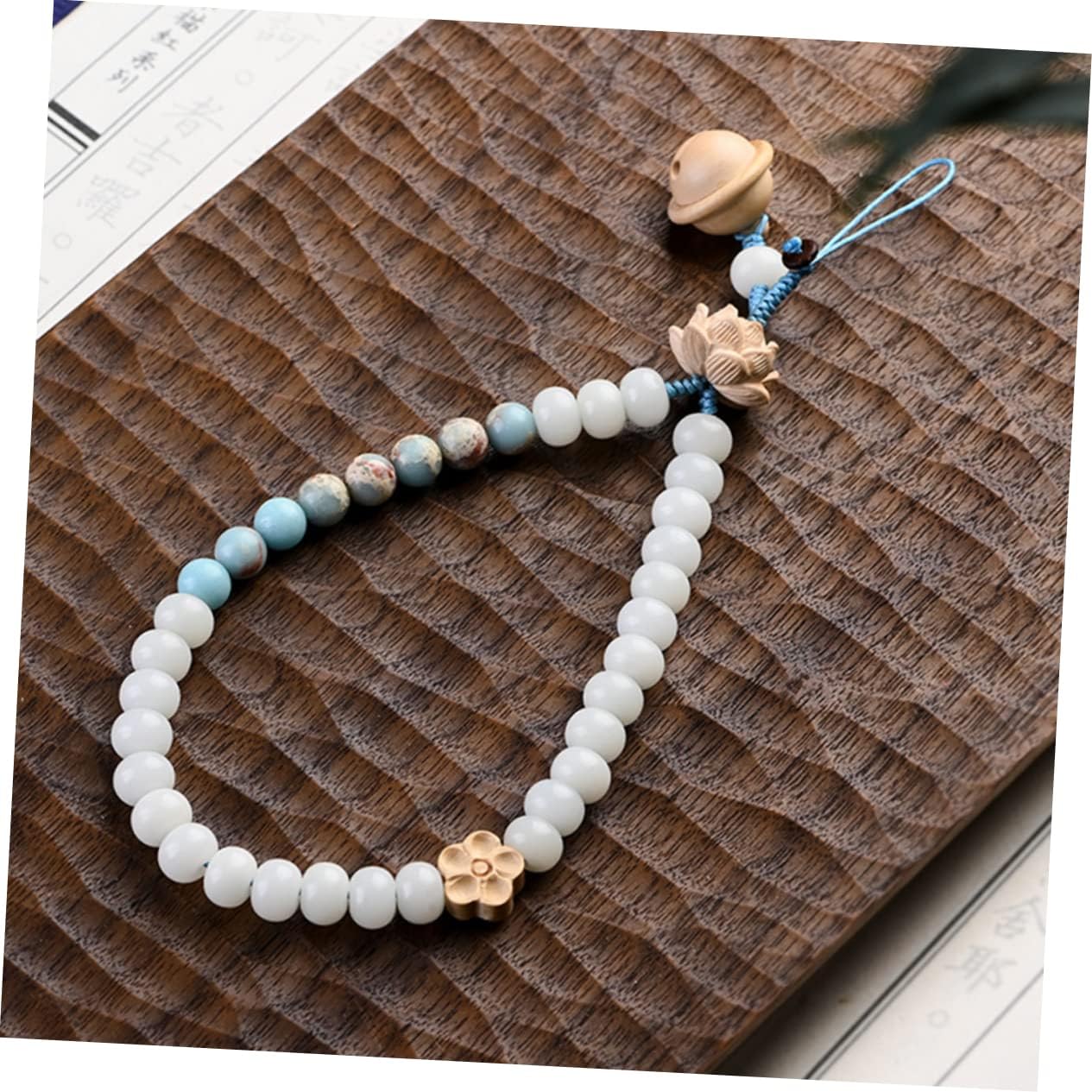 Chinese Style Bodhi Phone Lanyard with Colorful Beads, White Wrist Charm image 2