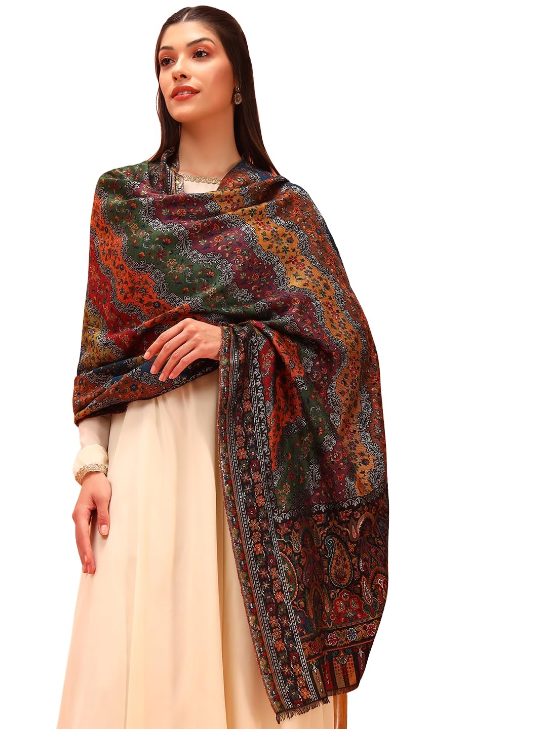 pashmoda Women Libaas Zari Kaani Fine Wool Shawl (Size: 40x80in, 101x203cm)-picture-54