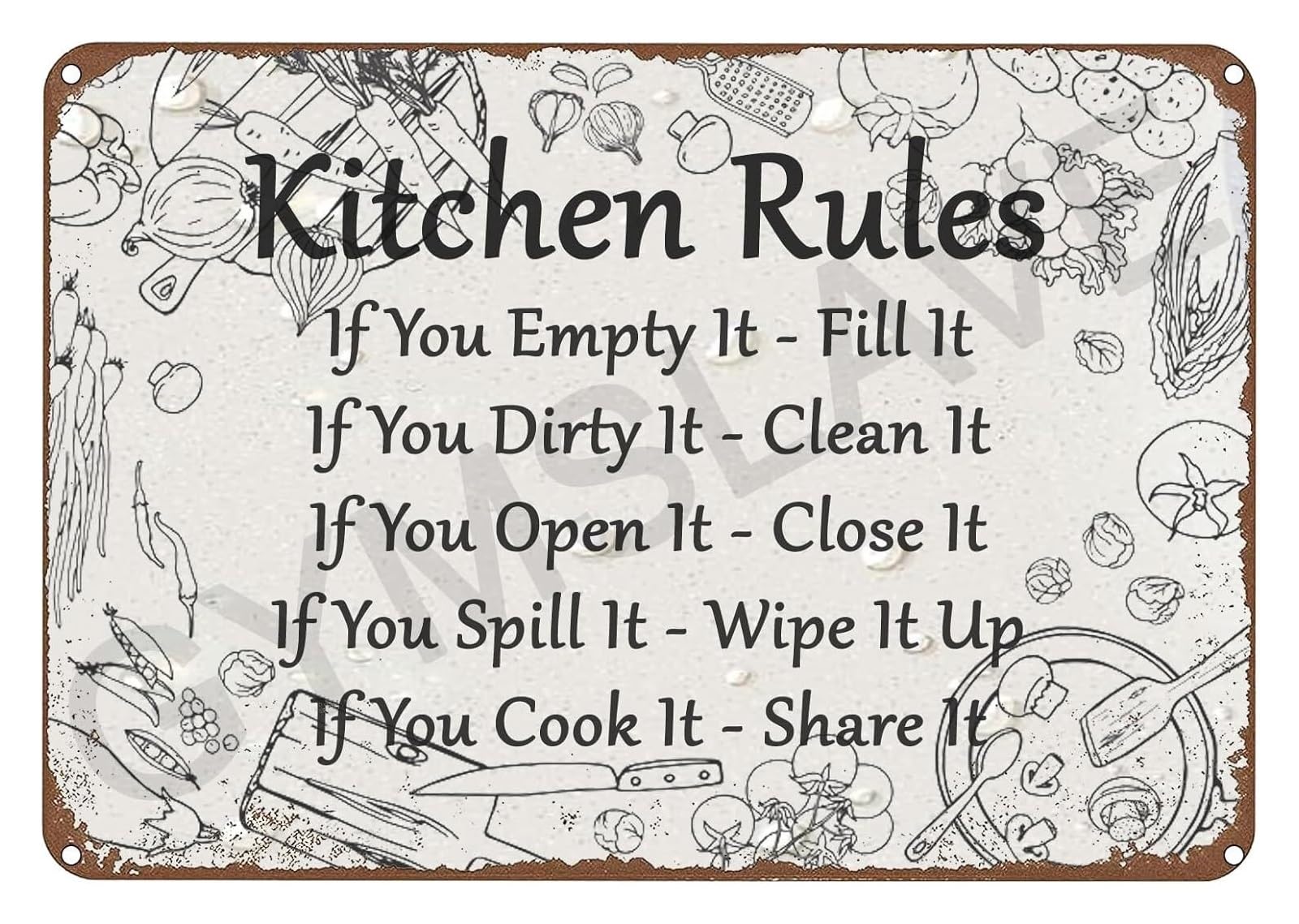 EKFBQBGW Rustic Vintage Kitchen Sign Humorous Tin Plaque Farmhouse Style Decor With Funny Quote For Wall 8 x 12 inch