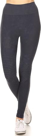 Womens Workout Moto Leggings with a Vintage Wash Great for Fitness Yoga Gym