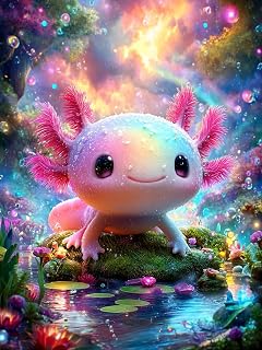 성인용 다이아몬드 아트 키트, 다채로운 Axolotl 다이아몬드 페인팅 키트 30.5x40.6cm(12x16인치)