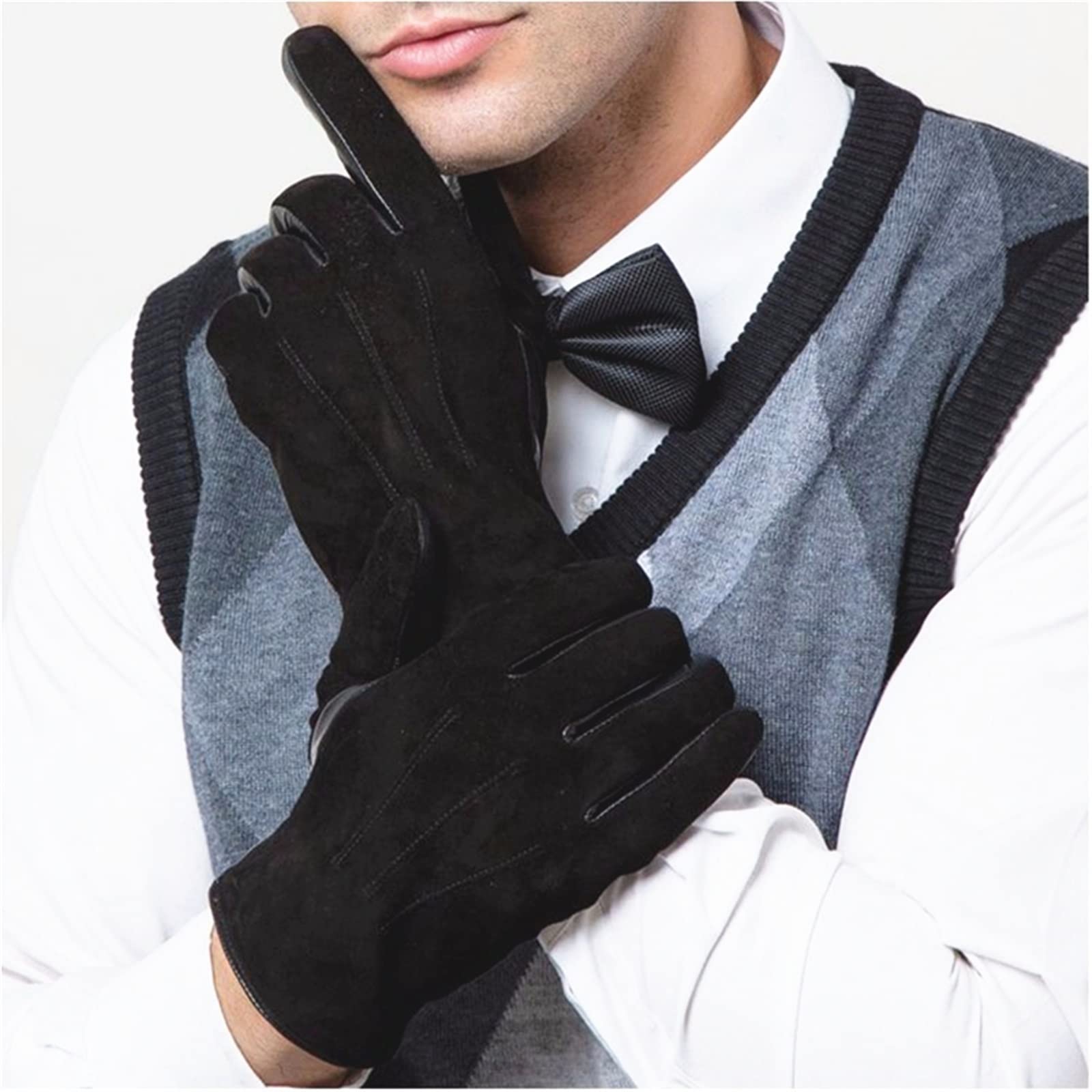 JINGYAN Guantes de soldadura Guantes de soldadura Doble piel de vacuno Protección de seguridad en el trabajo de los hombres Deportes Jardín Motociclismo Soldadura(S)