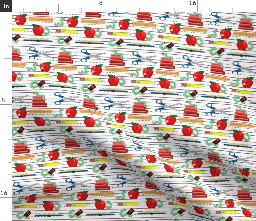 Spoonflower Fabric - School Kids Book Back Teacher Classroom Scissors Printed on Petal Signature Cotton Fabric by The Yard - Sewing Quilting Apparel Crafts Decor