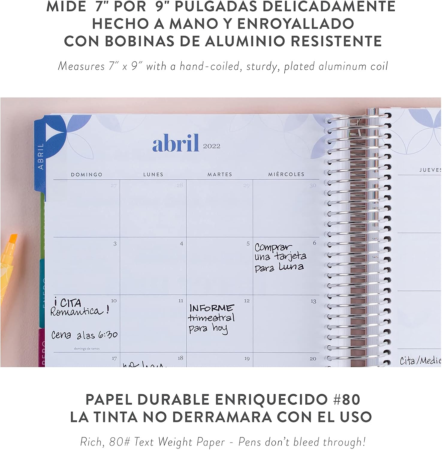 Buy 7 X 9 Coiled 12 Month Spanish Planner (July 2021 - June 2022) - Dancing Daisies. 12 Month Dated Calendar W/Sticker Sheets & Tabs. 234 Pages Of 80Lb Mohawk Paper. 80 Sheets By Erin Condren Online In Indonesia. B096N5Rdfm