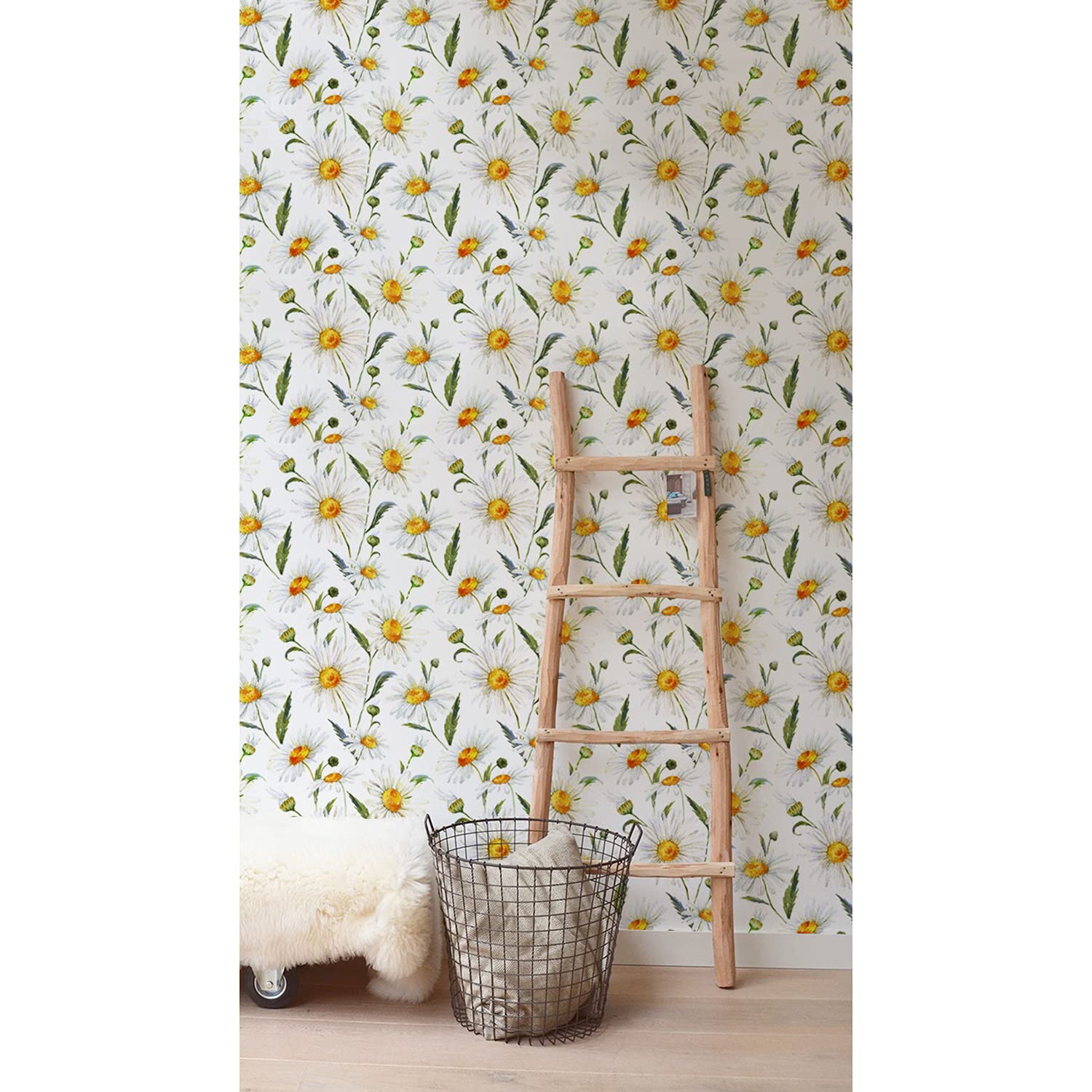 Papier peint decoration latex lavable 250x104cm vintage camomille