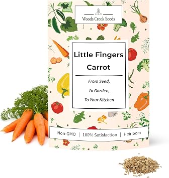 Little Finger Carrot Seeds for Planting Heirloom, Non-GMO Baby Carrot Seeds, Small Sweet Carrots for Home Gardens & Containers | Woods Creek Seeds