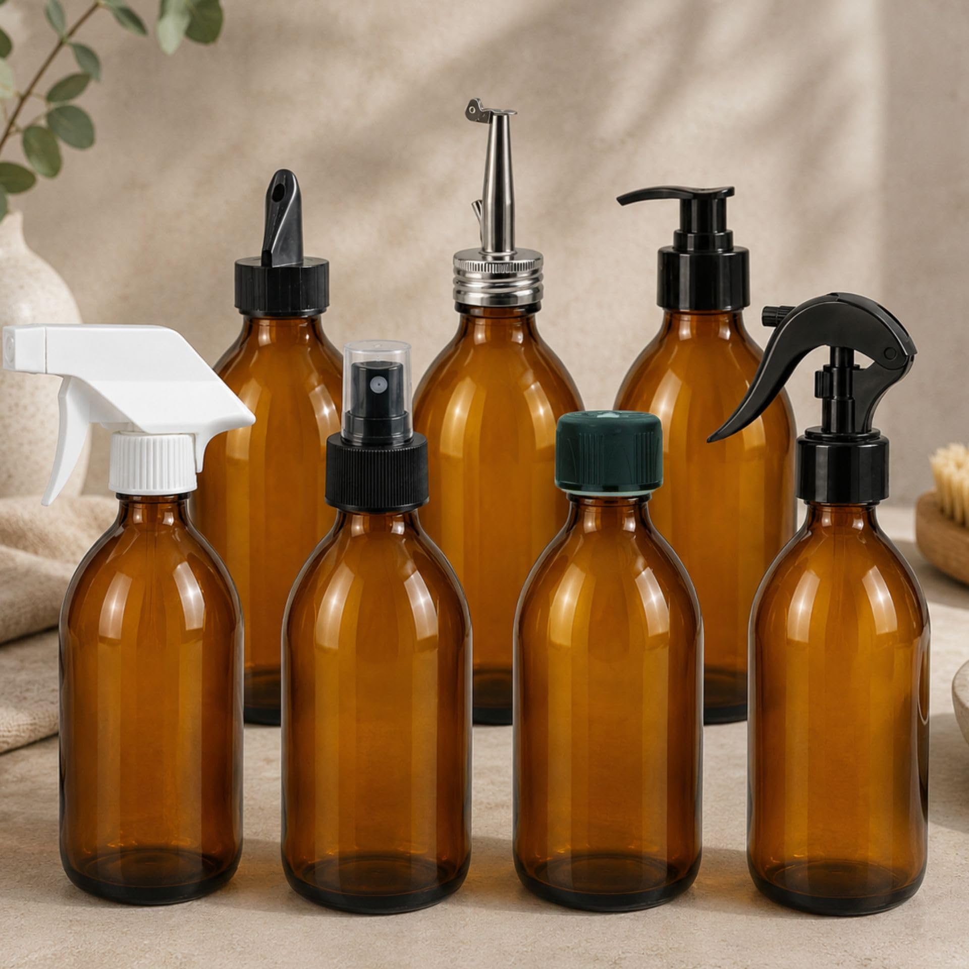 mikken 4 bottiglie di vetro marrone da 250 ml con tappo a vite