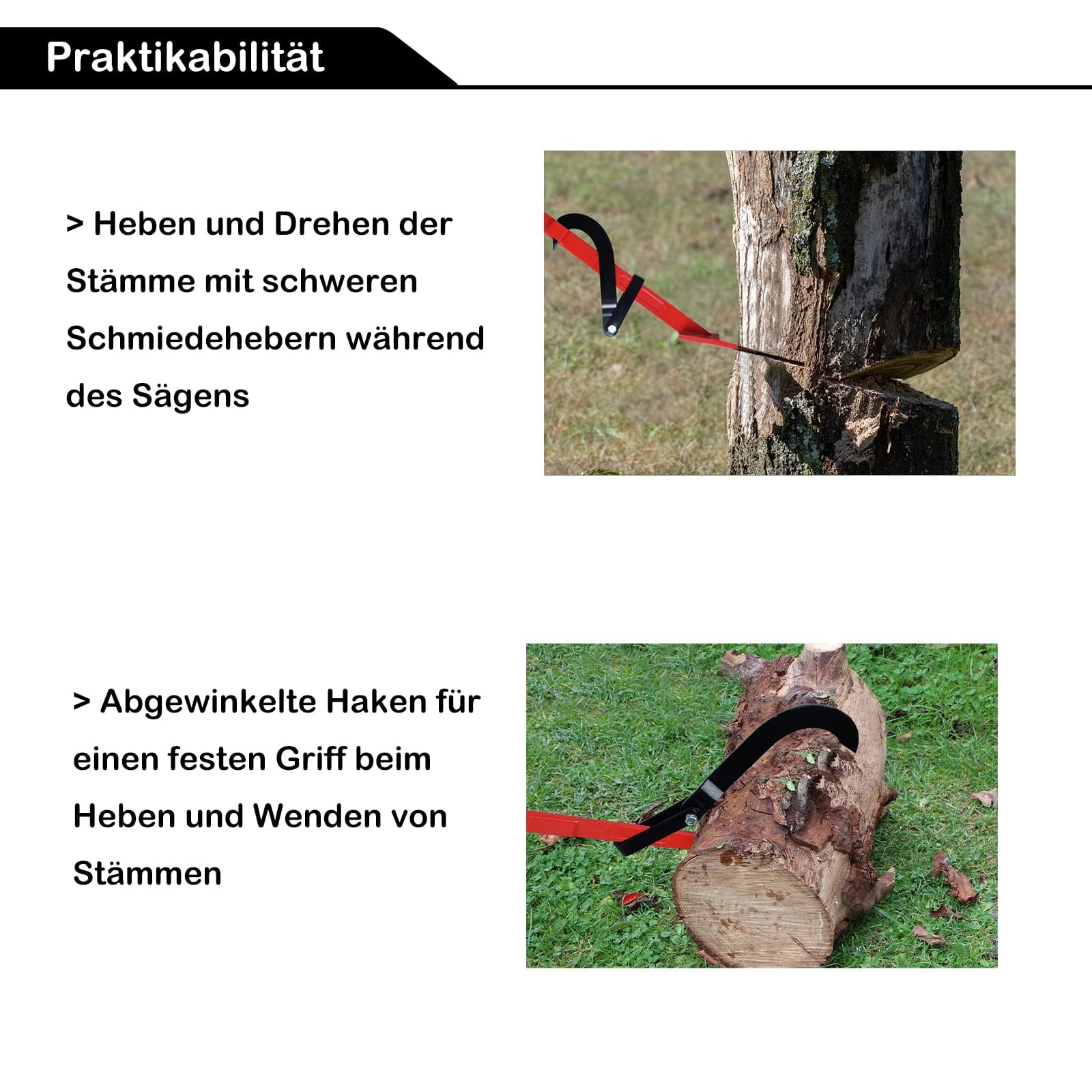 ACXIN Sollevatore per cascate degli alberi, 130 cm, sollevatore forgiato con gancio reversibile e impugnatura ergonomica antiscivolo, aiuto per la caduta degli alberi