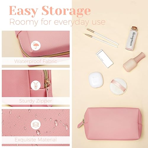 Vista 24 de Dunzy 8 bolsas de maquillaje de piel sintética para cosméticos, impermeable, pequeña, organizador de cosméticos portátil, bolsa de almacenamiento