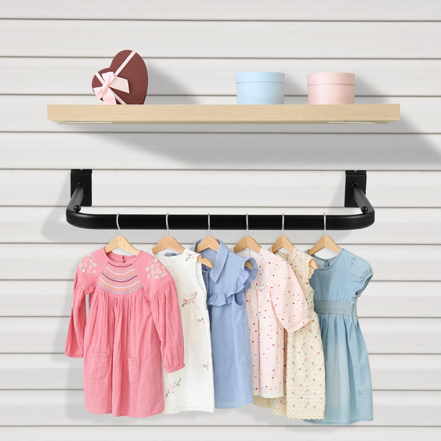 Polmart Slatwall Steel U-Shaped Hanger Rail, Black (U-Shape, 4-Pack)