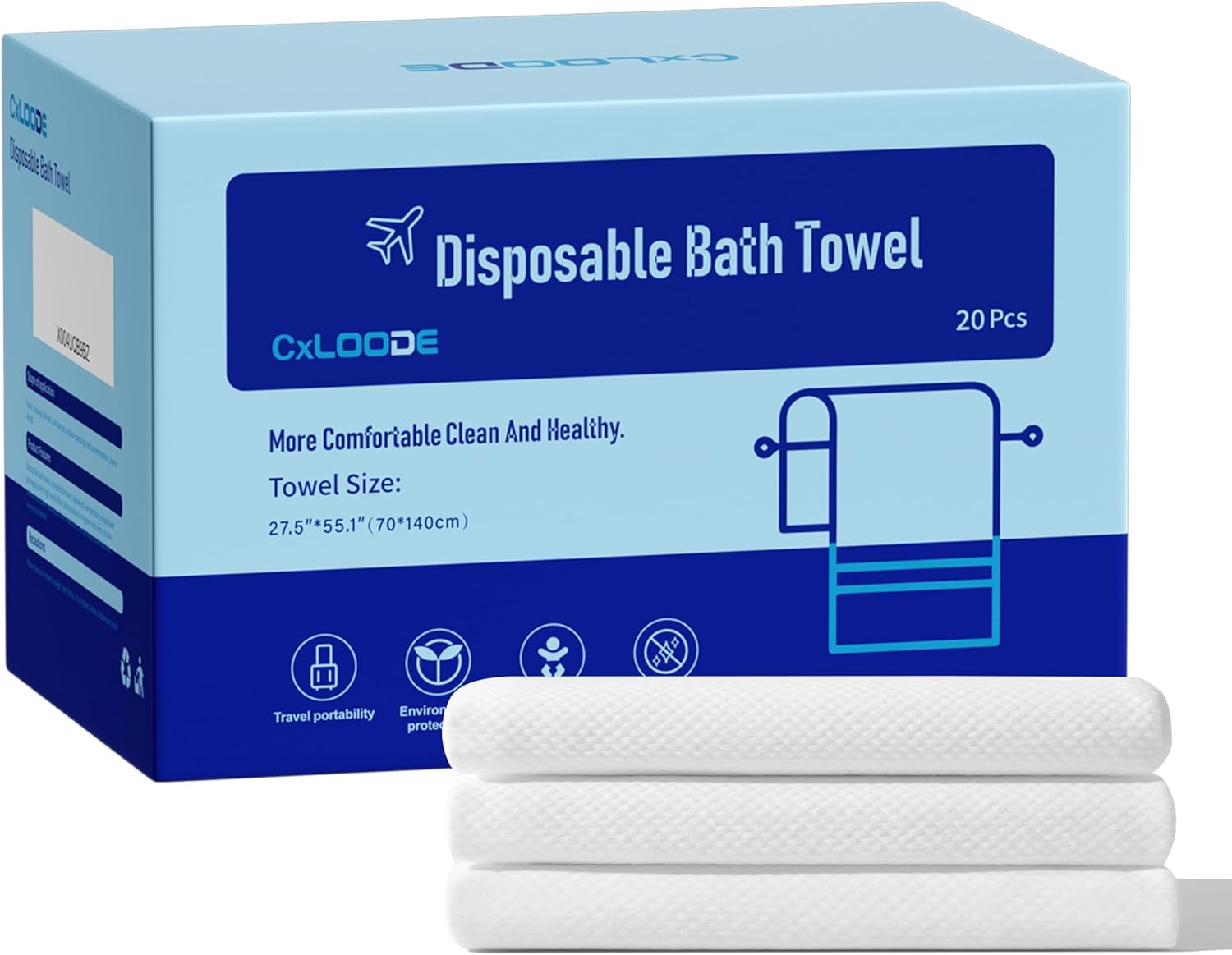 20 Pack Disposable Bath Towels for Travel, Large Disposable Towel Portable Thick Paper Towel Reusable Suitable for Hiking Camping Sports Swimming and Traveling, 55.1 x 27.5 Inches, 20 PCS