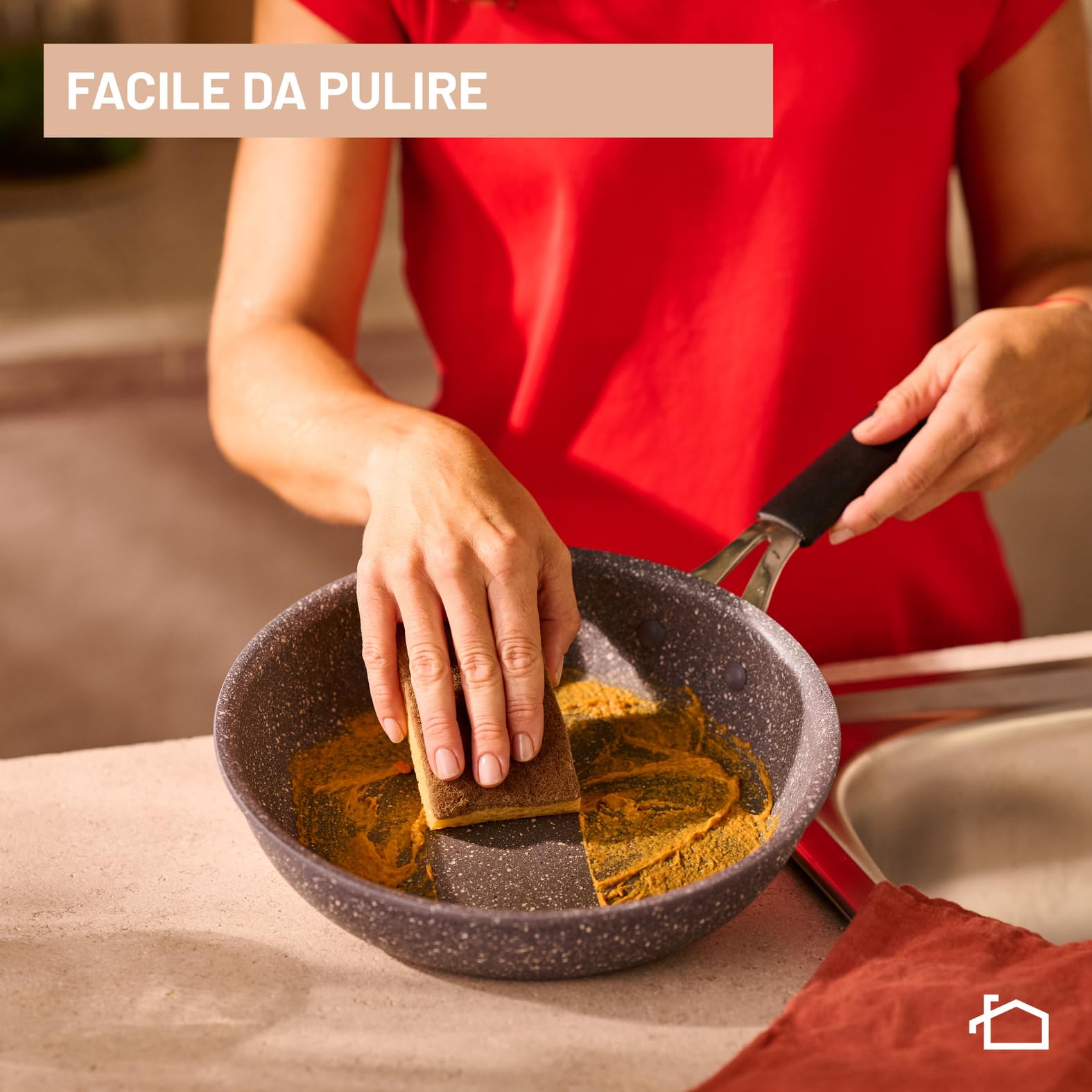 Lagostina Tempra® Mineral Wok 28cm, rivestimento minerale, padella antiaderente, facile da pulire, adatta all'induzione, 012163041828