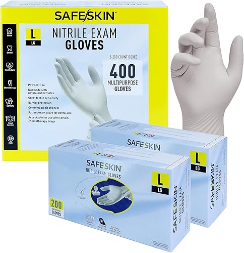 Miniatura 9 de SAFESKIN Nitrile Exam Gloves Disposable Powder-Free Gloves for Medical, Dental, Cleaning, Cooking, Chemotherapy, 3.5 Mil Gray