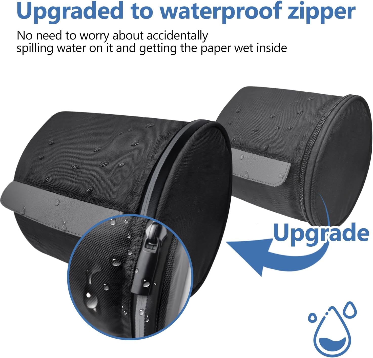 Hanging Toilet Paper Holder Waterproof Tissue Holder Cat Proof Roll Paper Case Cover Portable and Foldable Roll Storage Bag with Adjustable Strap for Wall Car Camping Tent Home Office Black