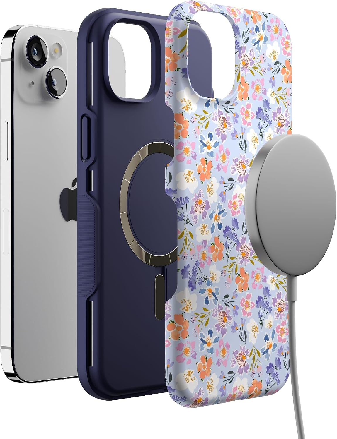 Casely iPhone 14 Plus Case | Poppy Meadows | Pastel Floral | Bold Protective Design | Compatible with MagSafe