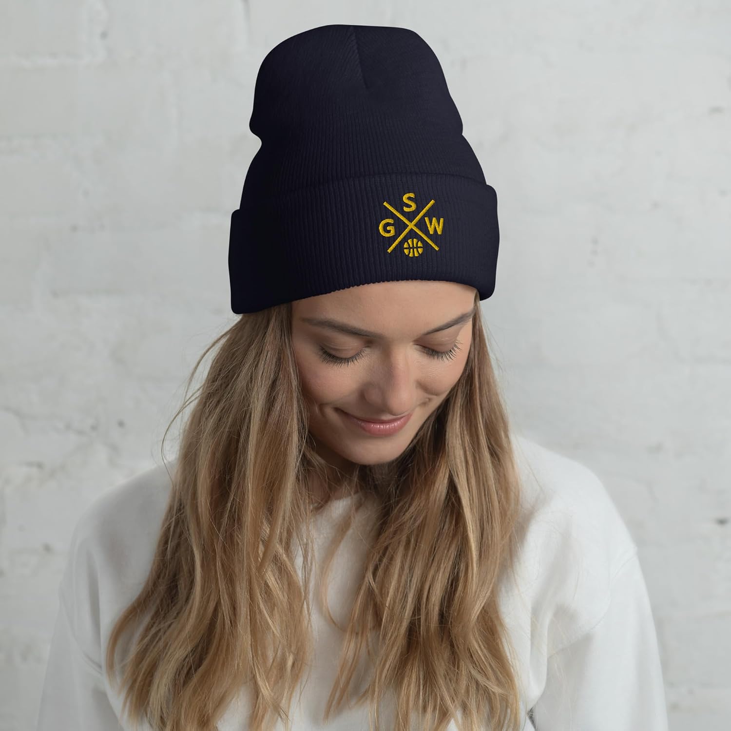 Golden State Basketball Cross Retro Winter Beanie Cap