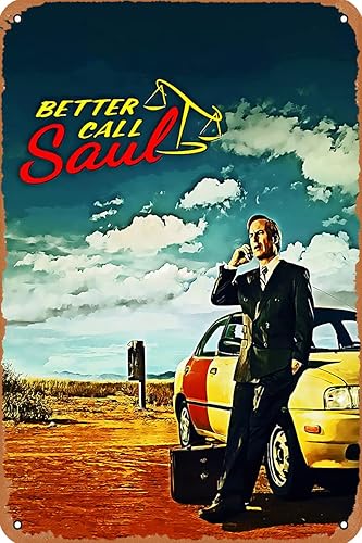 Neqivtly Tv Shows Better Call Saul - Cartel de metal vintage para bar, cafetería, garaje, cueva del hombre, decoración de pared del hogar, 12 x 8