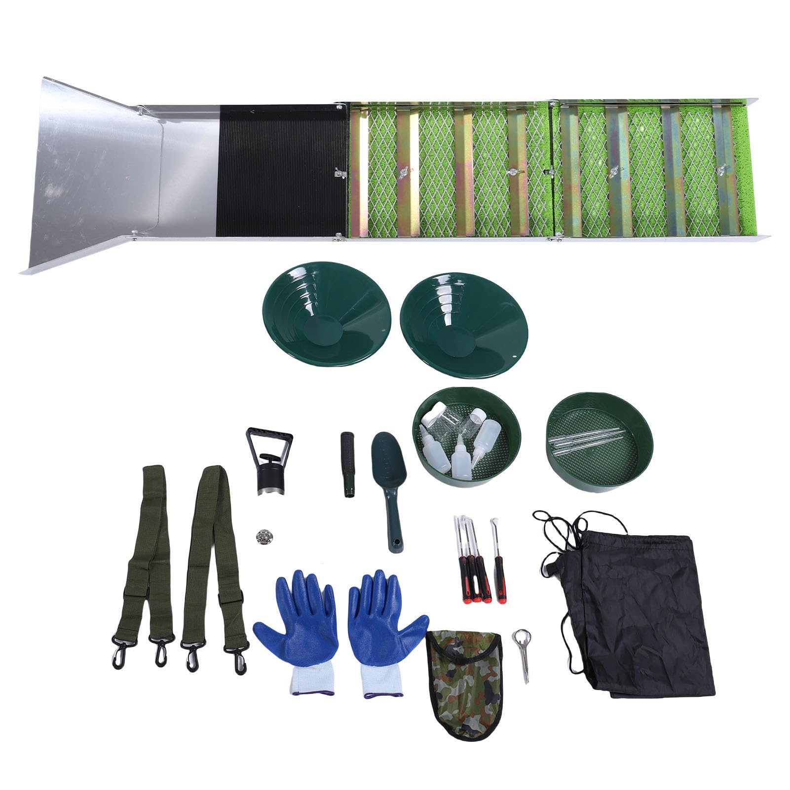 Generic Zestaw do Płukania Złota, Wysoka Wydajność, Kompleksowy Zestaw do Płukania, Składana Konstrukcja, Składana Aluminiowa Skrzynia śluzowa, Sedymentacja Płatków do Rzek i Strumieni