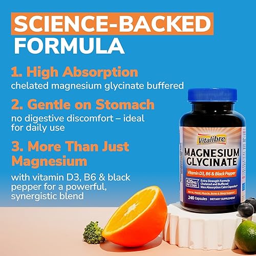 Miniatura 8 de Suplemento de vitamina D3 K2 10000 UI 90 cápsulas blandas y glicinato de magnesio 420 mg con vitamina D3 y B6 240 cápsulas