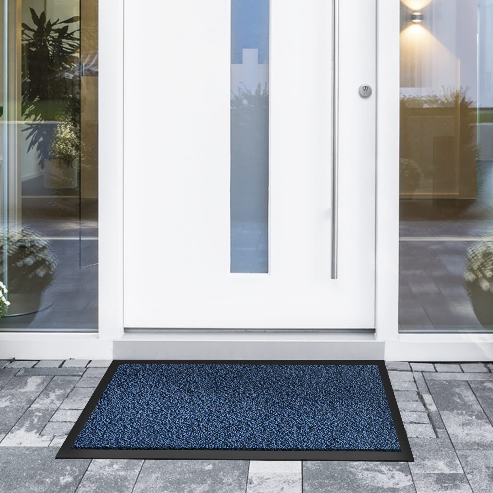 Casa Pura - Tappeto antiscivolo e antipolvere, zerbino per interni ed esterni, lavabile e ultra assorbente, blu, nero, 90 x 300 cm