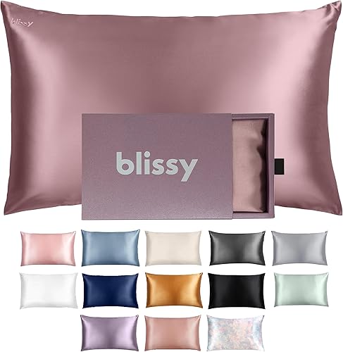 Blissy Funda de almohada de seda - 100% seda de morera pura - Fibras de alto grado 22 Momme 6A - Funda de almohada de satén para cabello y piel -