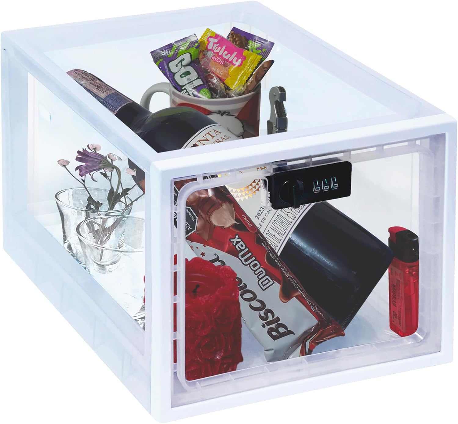 Lock Box for Medication, Large Refrigerator Lockable Storage Box for Kitchen Food Safe, Phone Jail iPad Tablet Lock Box for Kids Home and Office