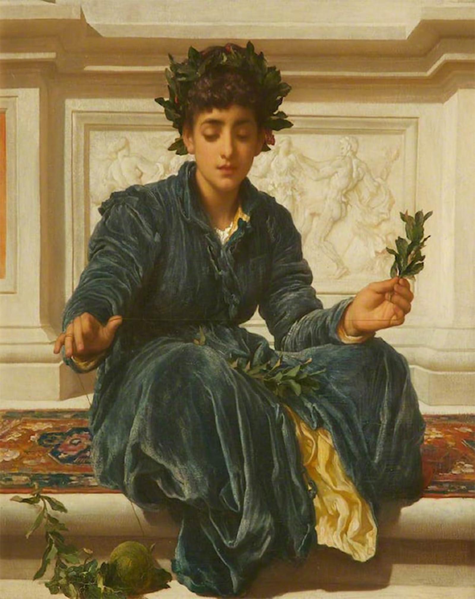 Posteriik No Frame Vintage Art Print Images Pictures Print Weaving The Wreath Lord Frederick Leighton Modern Colour Posters For Office Home Decor 60X90cm