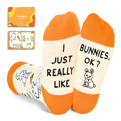 Novelty socks printed with bunnies and carrots