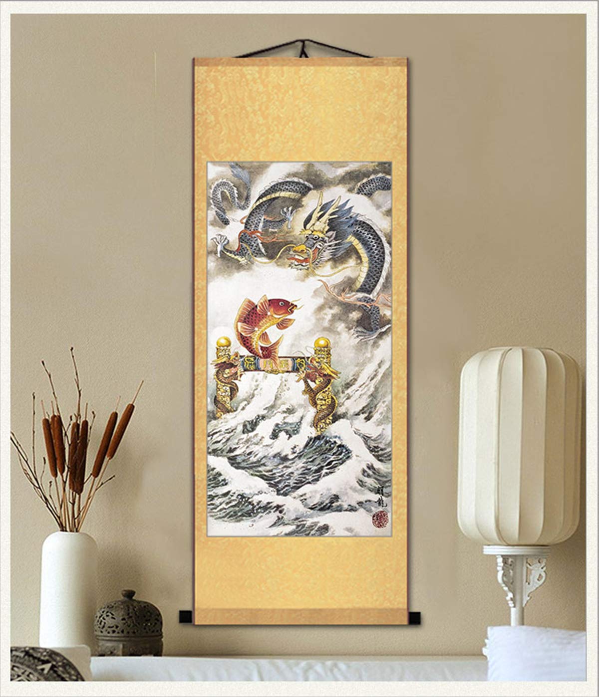 Amazon.co.jp: Zzooi アジアンアート ドラゴンペインティング ウォール