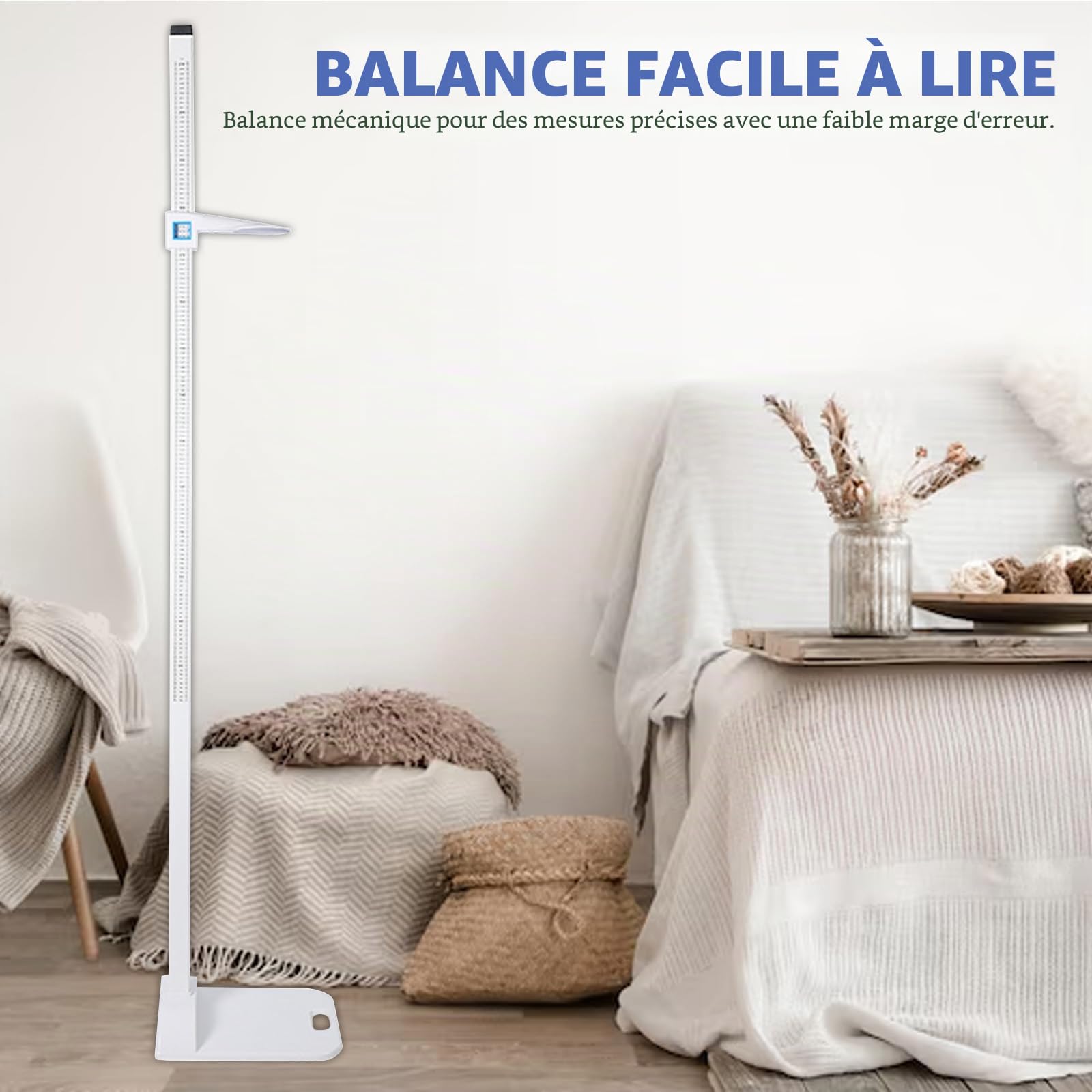 Stadiomètre Portable de 20 à 210 cm avec Barre de Mesure Numérique, Altimètre Médical, Stadiomètre Portable avec Double écran pour la Maison, Le Bureau, L'examen Médical