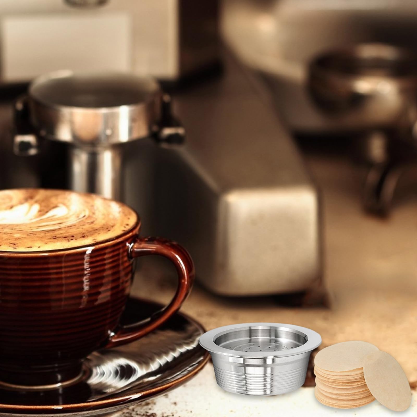 El juego de filtros de café permanentes de acero inoxidable incluye 100 cápsulas de café desechables adecuadas para uso doméstico o de viaje, cápsulas de café de acero inoxidable