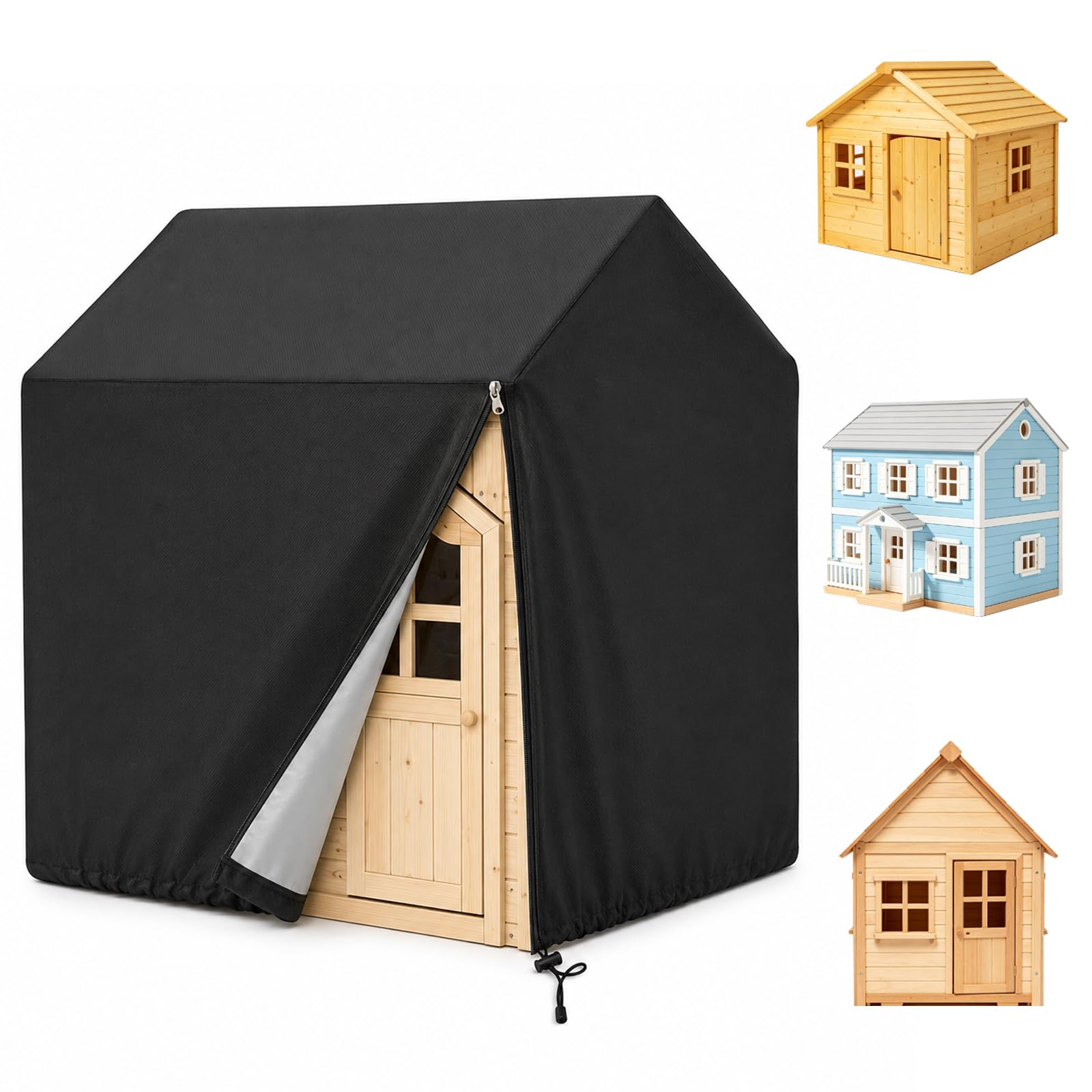 Playhouse Cover, Heavy Duty 420D Waterproof Covers for Smoby Outdoor Playhouse, Kids Play House Cover with Side Zipper, All-Weather Protector, 145 * 145 * 160cm