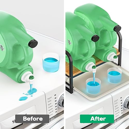 Miniatura 6 de Soporte para detergente para ropa sucia, organizador de detergente líquido, almacenamiento de detergente para ropa con bandeja de goteo, soporte