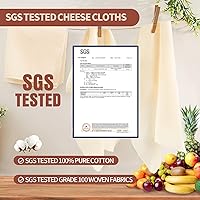Vista 3 de 6 paños de queso reutilizables para colar de 20 x 20 pulgadas, paños de queso de grado 100 con dobladillo de 4 bordes, 100% algodón sin blanquear