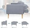 3 Seater Sofa Bed Adjustable Angle Sofa with Wooden Legs for Living Room Guest Room Office (Dark Gray)