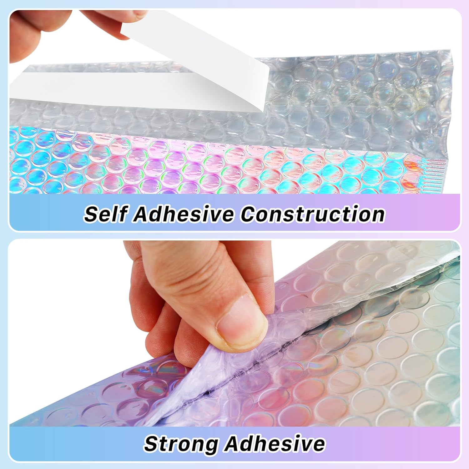 25 Pcs Metallic Bubble Mailers, Holographic Bubble Mailers, 8x10 Inch Self Seal Waterproof Shipping Bags, Poly Padded Envelopes for Mailing Packaging Small Business, Makeup Jewelry