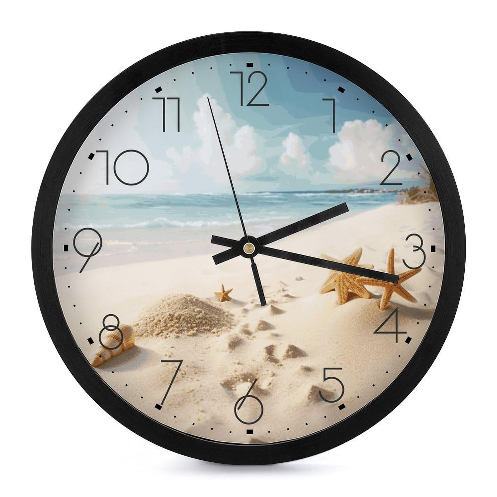 Horloge murale plage pour salon et bureau : l'ambiance marine silencieuse à pile