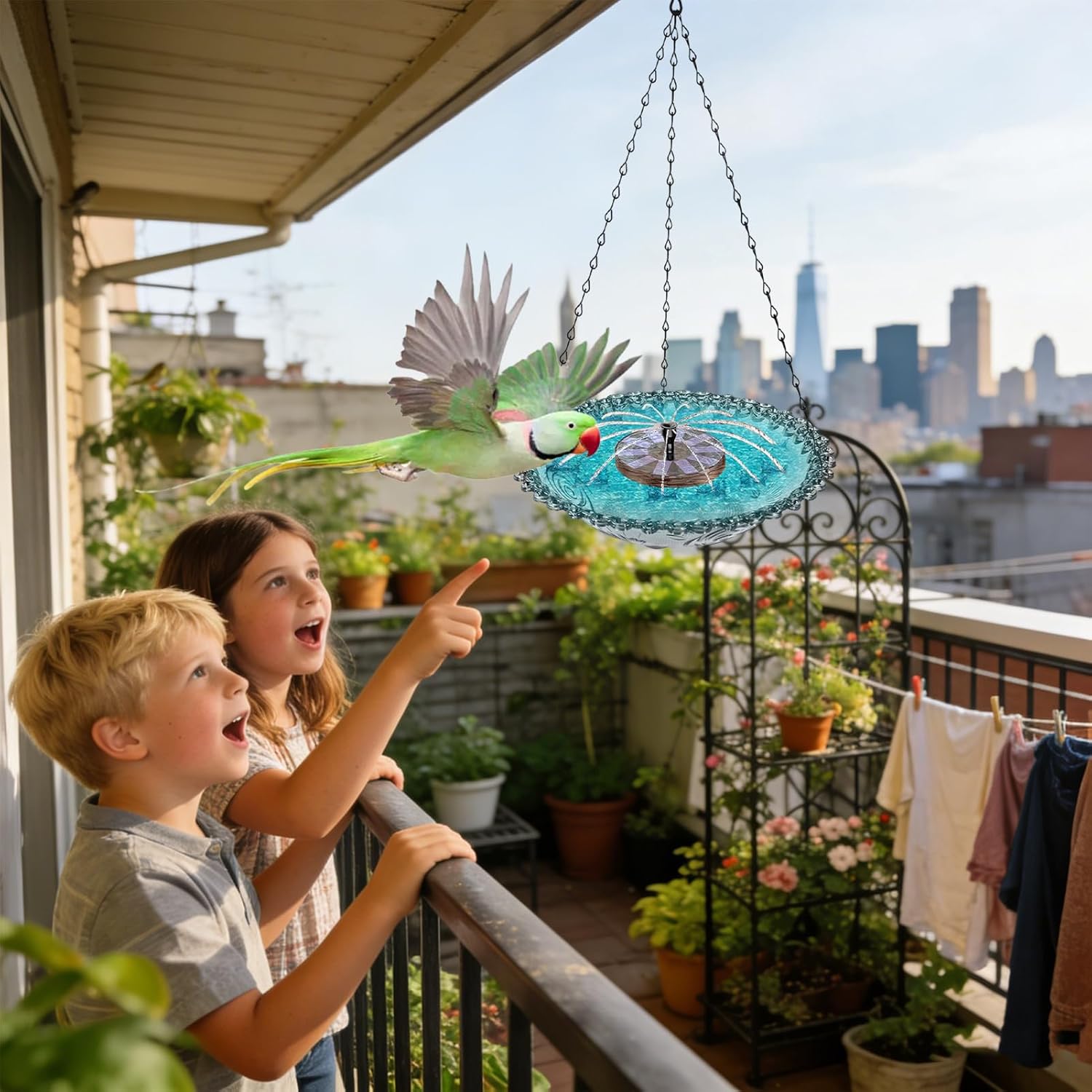Bird Bath Fountain - with Water Pump,Bird Bath with Solar Fountain,for Robin Sparrow Backyard Garden Landscaping Yard Balcony Courtyard