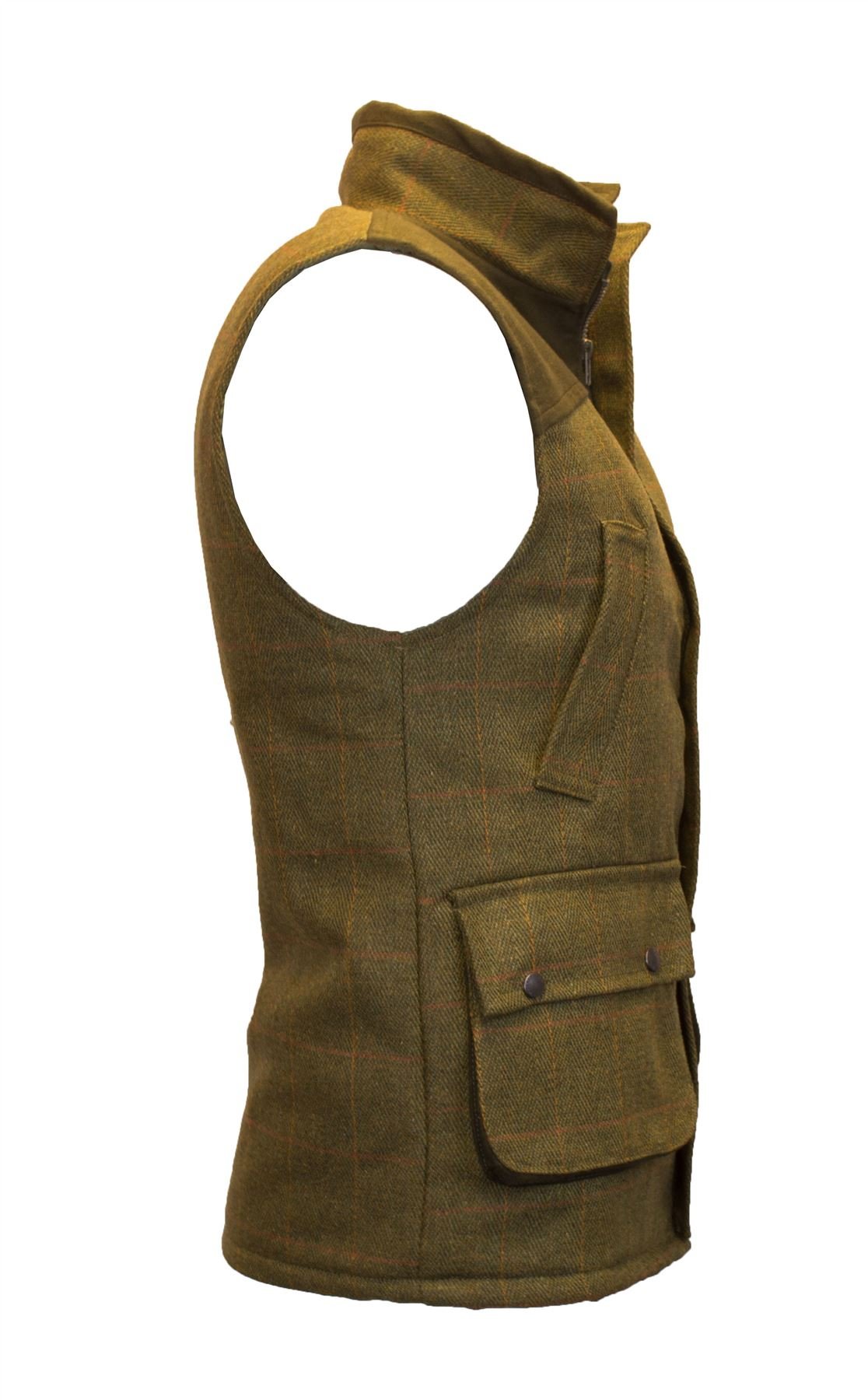 Walker & Hawkes - Herren Country-Weste - Klassisch Schottisch aus Harris-Tweed - Fischgrätmuster - Overcheck-Tartanmuster - Clinton-Braun - 48-62