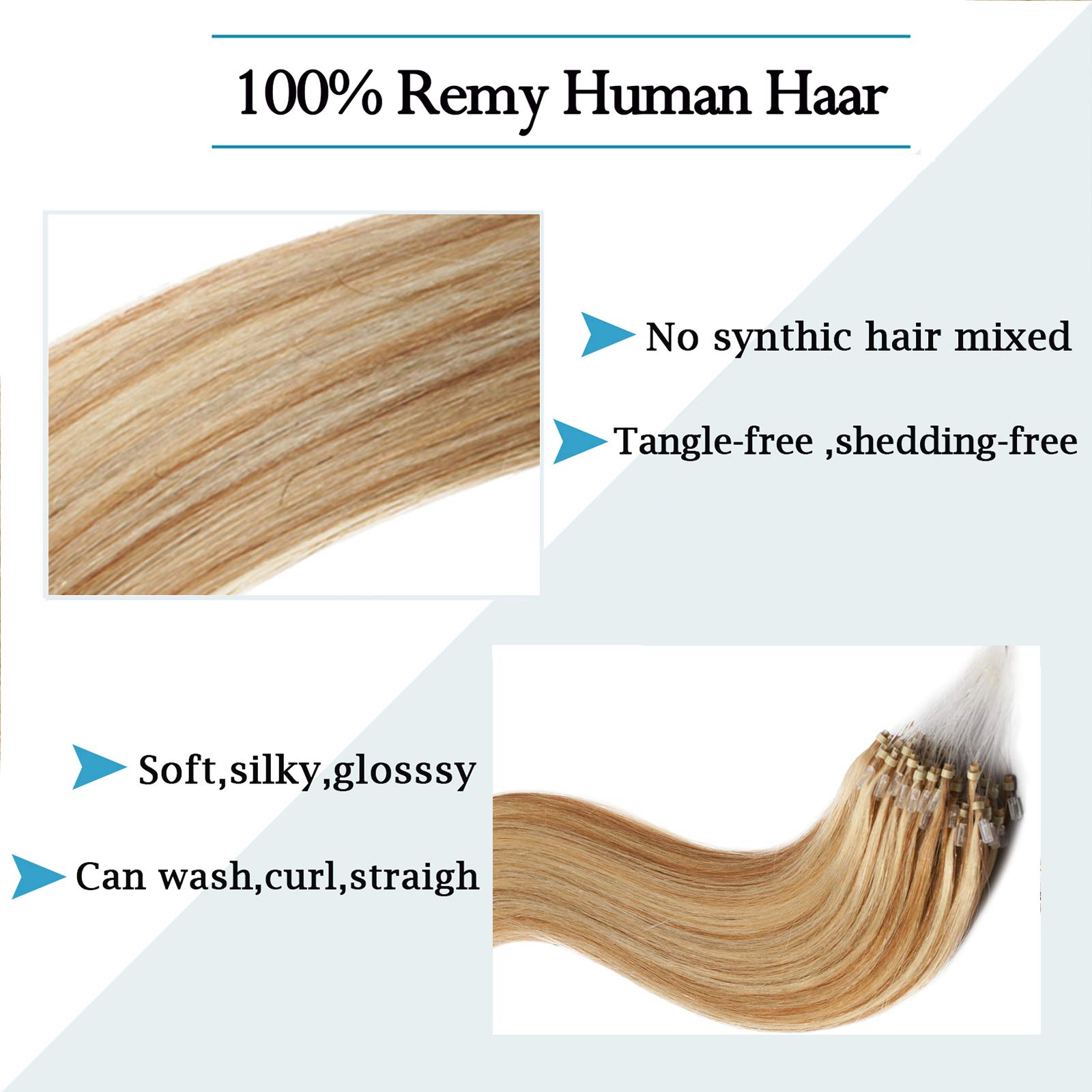 Extensions à Froid Easy Loop Cheveux Humains Remy 60cm - Lot De 20 Mèches - Neuf