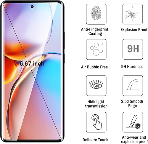 Miniatura 2 de Natbok Paquete de 2 protectores de pantalla compatibles con Moto G84, película de vidrio templado 9H de cobertura completa, resistente a los