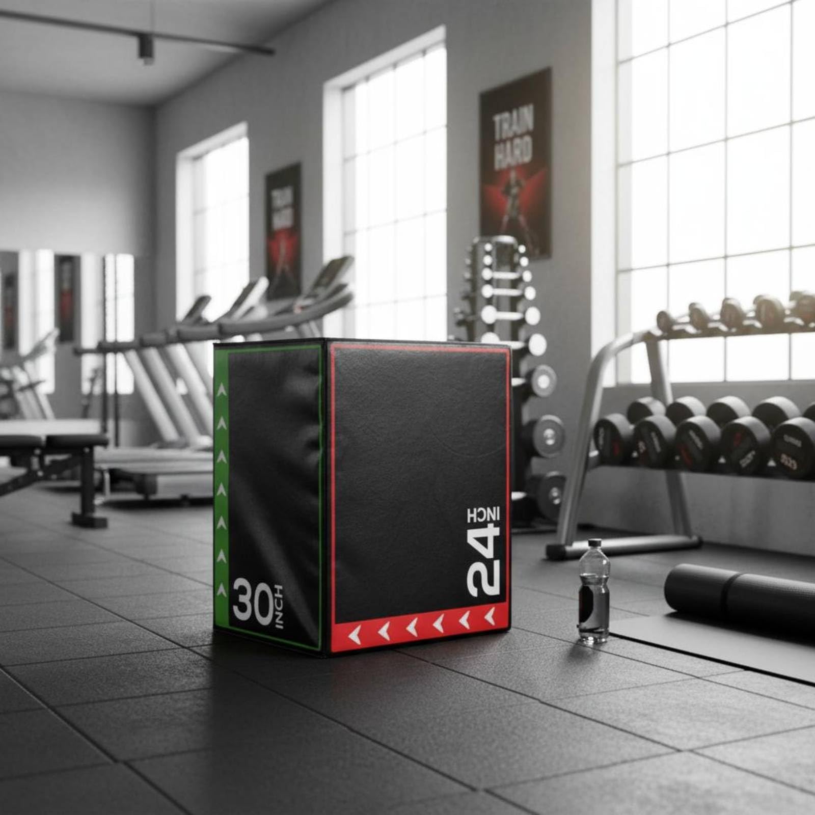 LOVIVER Children Plyometrica Cubo Salto Palestra Attrezzo Allenamento Stazione di Salto in Schiuma con Rivestimento Pvc per, Box Pliometrico Nero Con Bordi Verdi/Rossi E Numeri 30/24, 76x61x51cm, 6kg