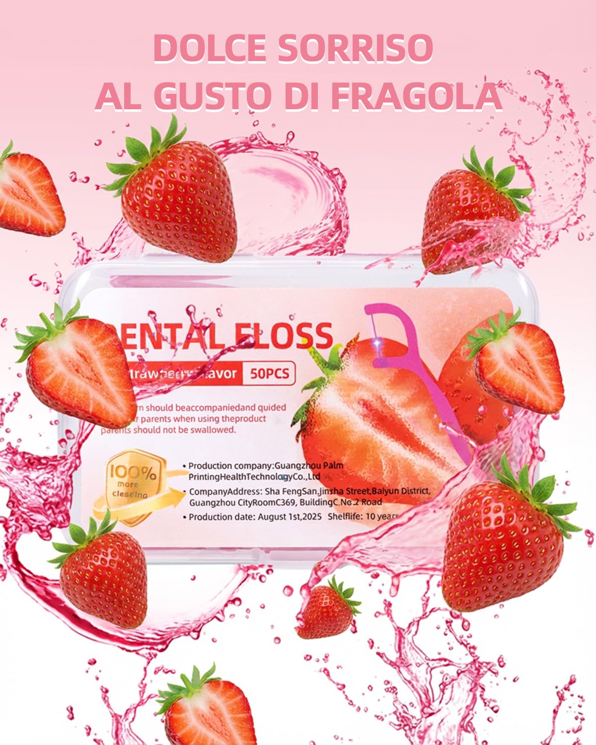 600 stuzzicadenti con filo interdentale alla fragola per la cura dei denti - Bastoncini per la pulizia dei denti per rimuovere la placca e i residui di cibo