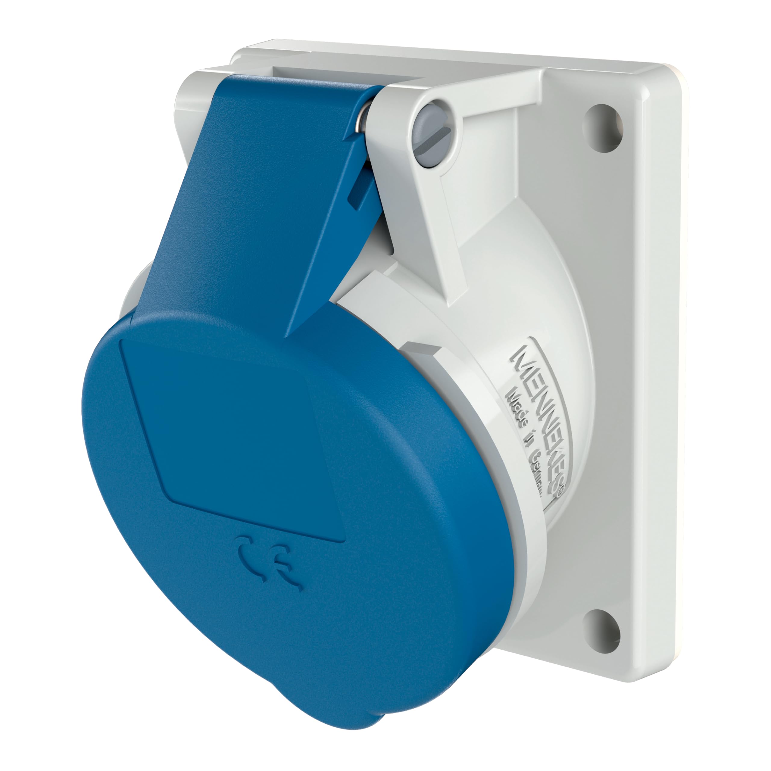 MENNEKES CEE Anbausteckdose, 16 A, 3-polig, 230 V, IP44 | Aufbausteckdose, 6h, schraubenlose Feder-Klemm-Technik, Flansch 73, 5x64 mm, Neigung 20°